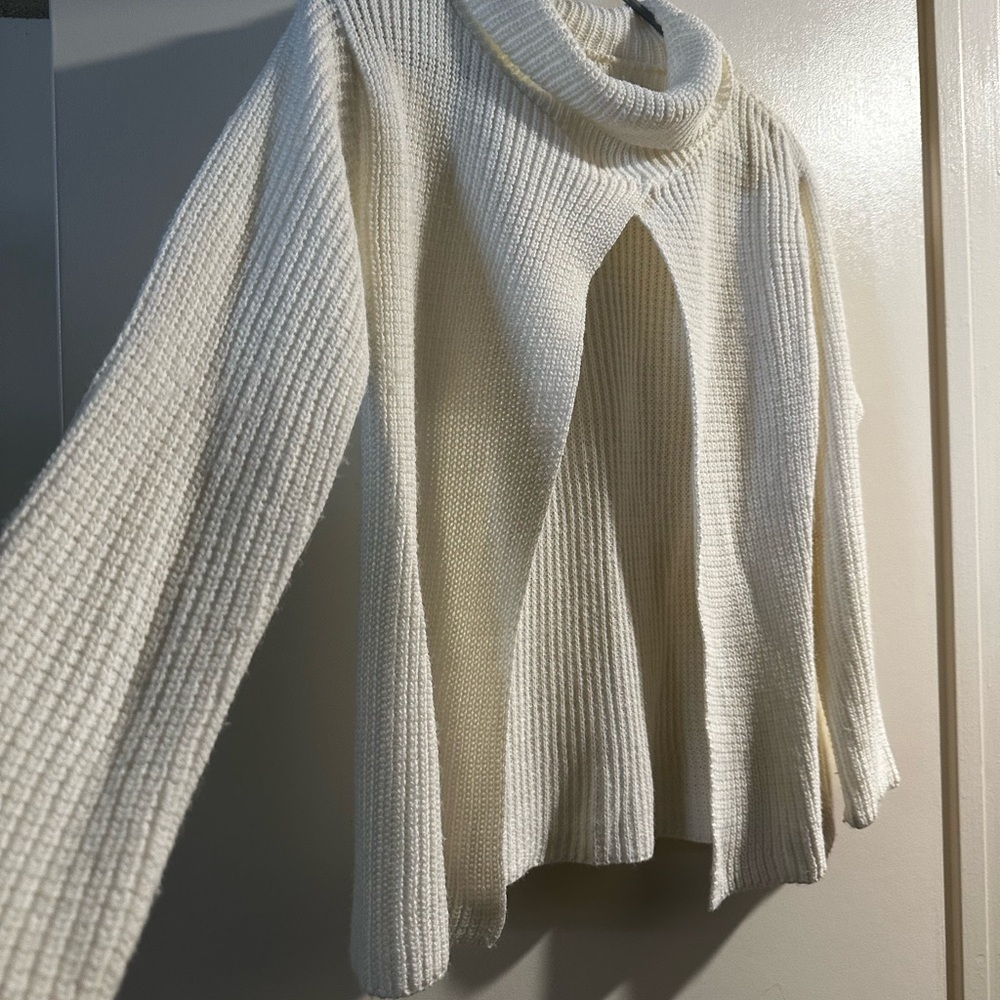Nasty Gal Backless Cream Cowl Neck Sweater